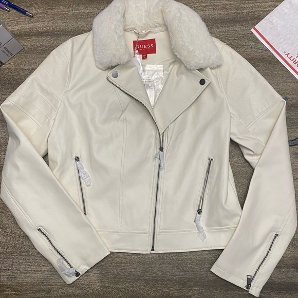 Guess leather Milky white AAmina Pu jacket - Picture 4 of 16